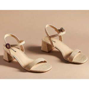 Larroude Selena 45MM Raffia Block-Heel Sandals Size 7